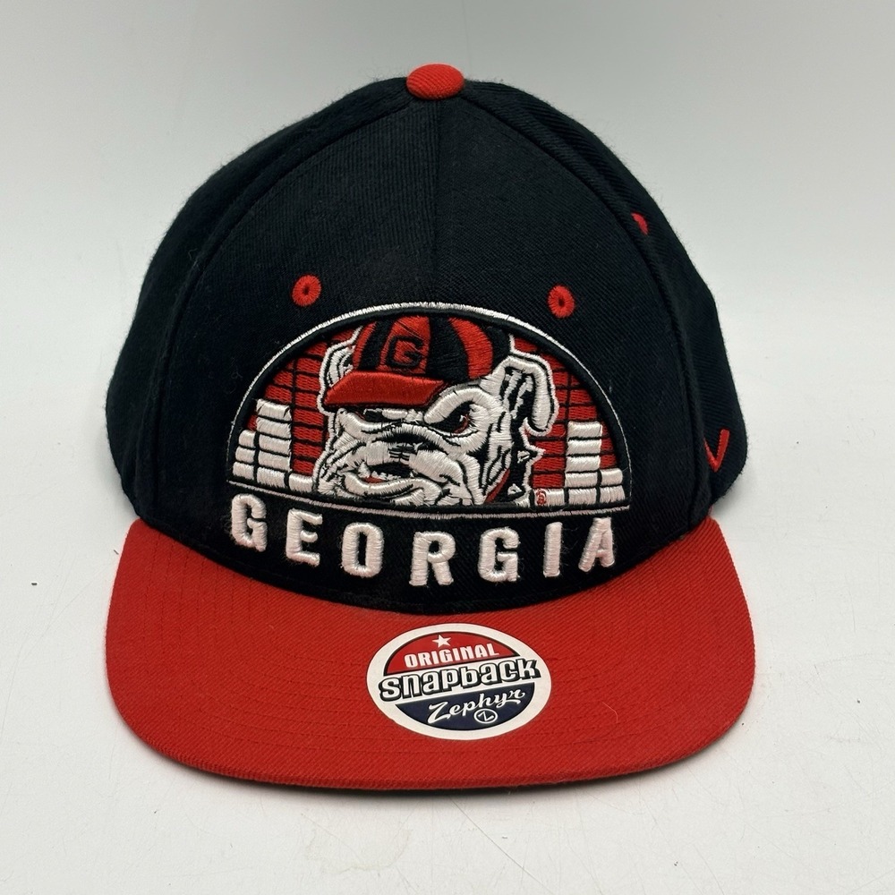 Zephyr Georgia Bulldogs Snapback Hat Black Red Wool Blend NCAA Cap UGA